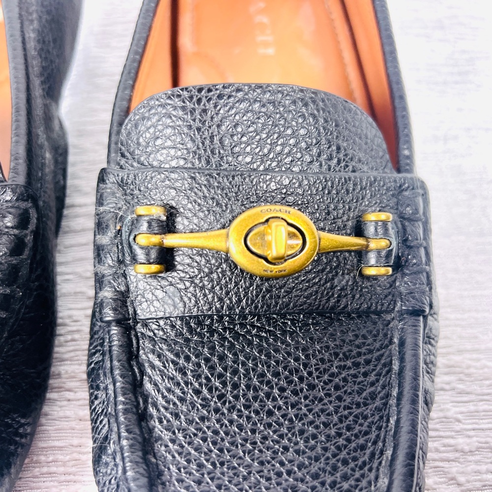 Coach Black Pebble Loafers with Gold Hardware - Picture 6 of 6